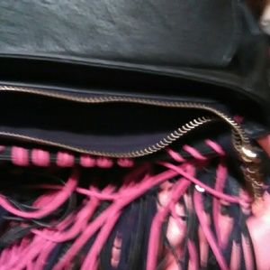 Black leather fring purse